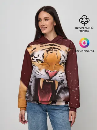 Женское худи / Тигр красавчик сердится