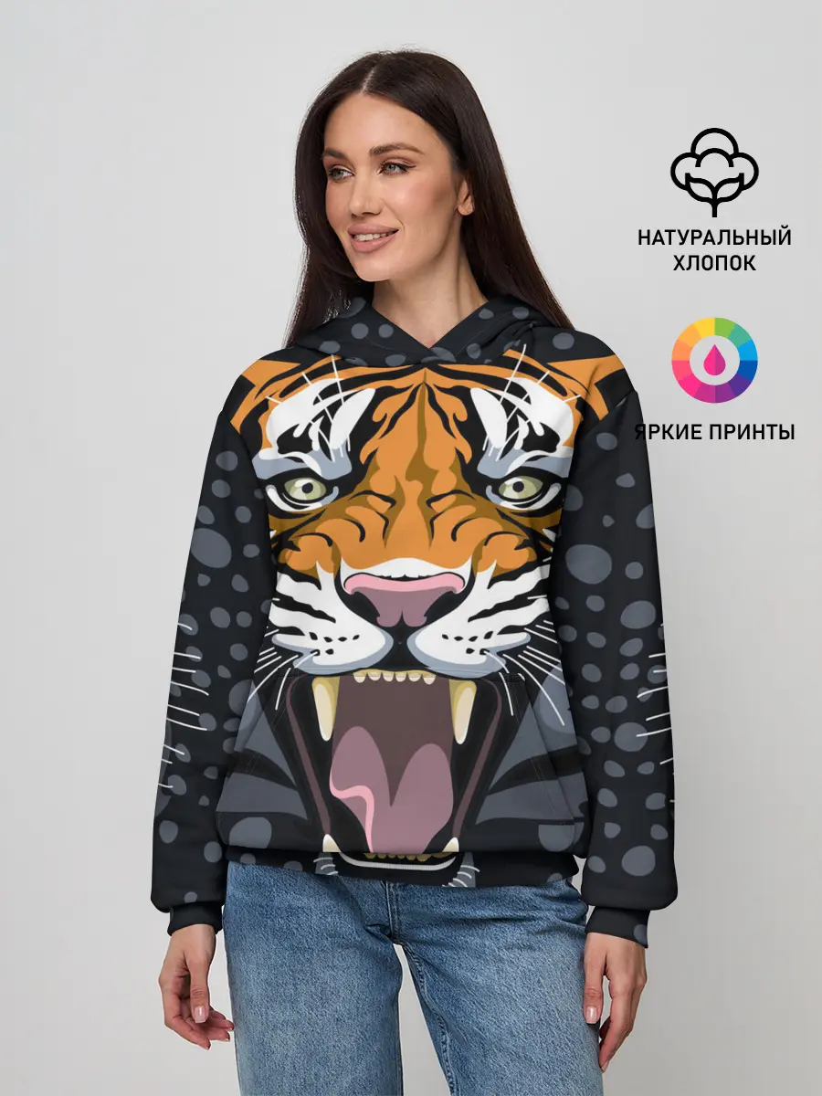 Женское худи / Амурский тигр в ночи