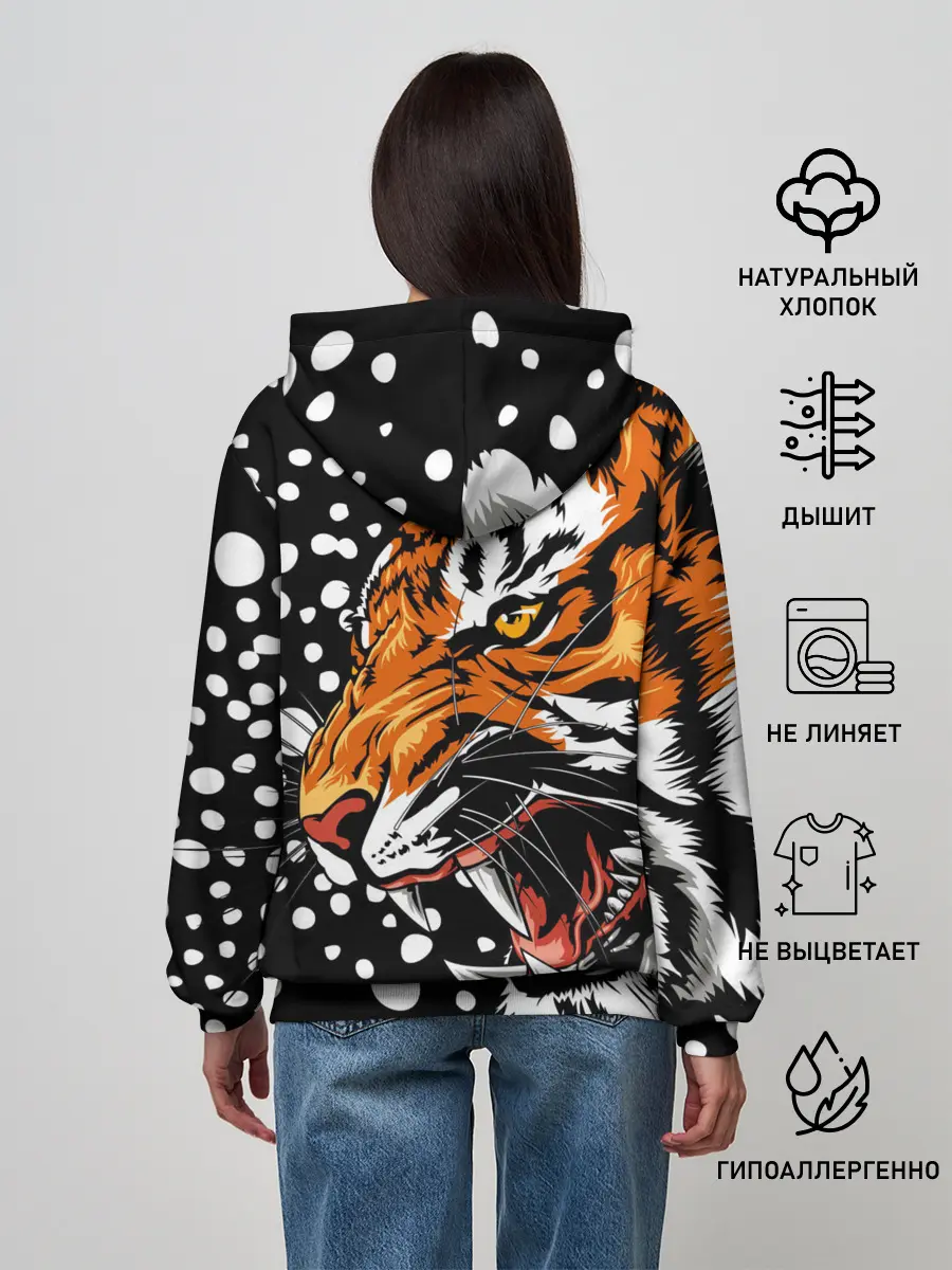 Женское худи / Амурский тигр и снегопад