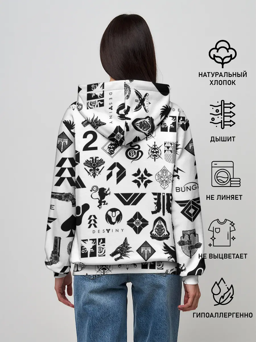 Женское худи / DESTINY 2 LOGO PATTERN / ДЕСТИНИ