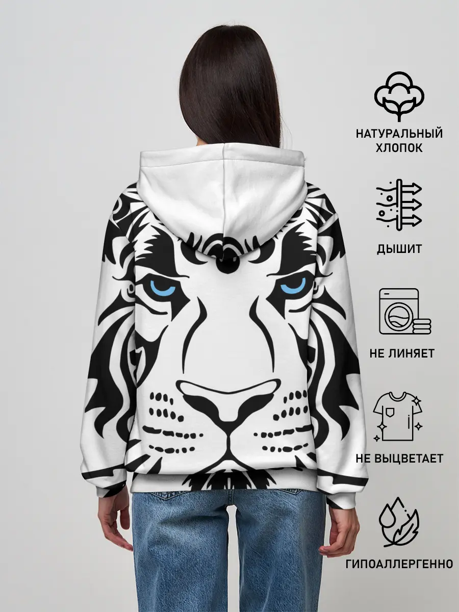 Женское худи / Водяной голубоглазый тигр