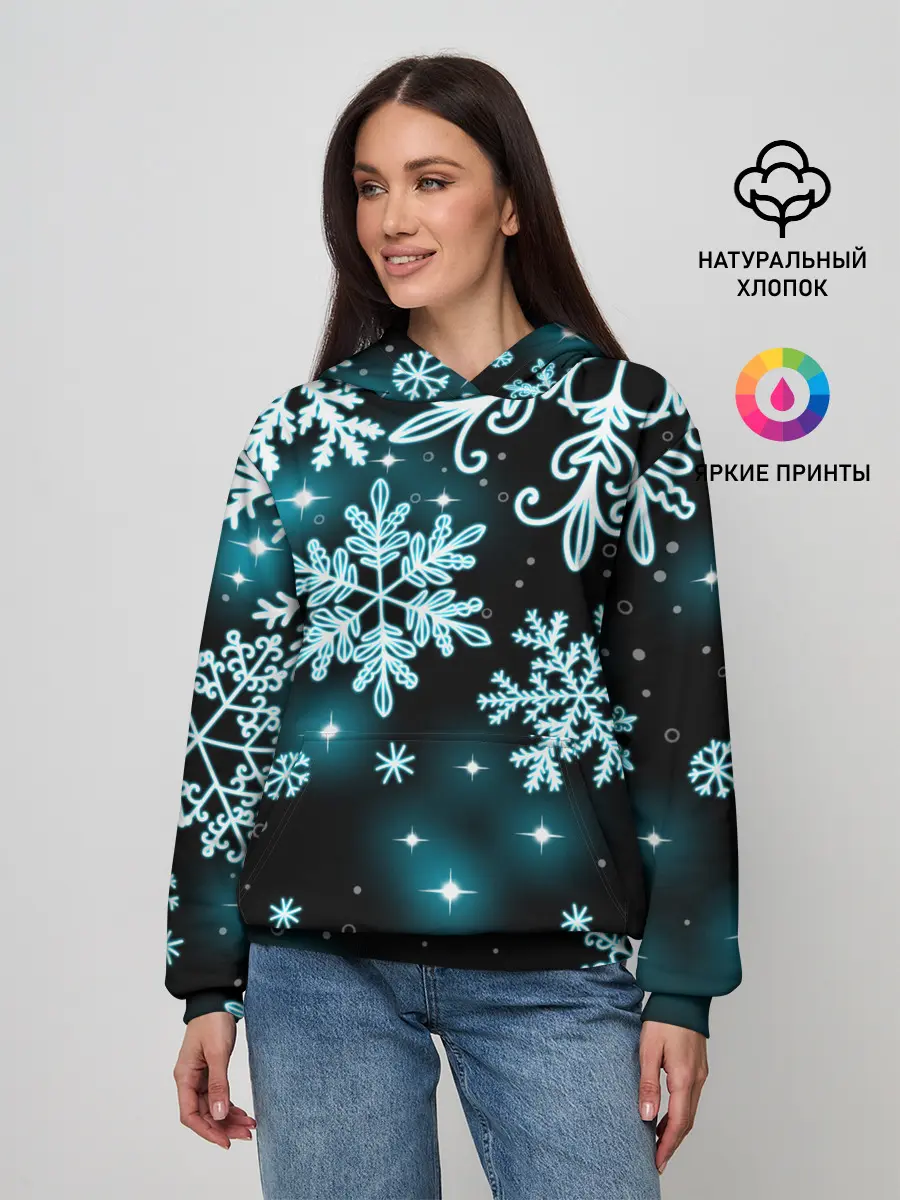 Женское худи / Космические снежинки