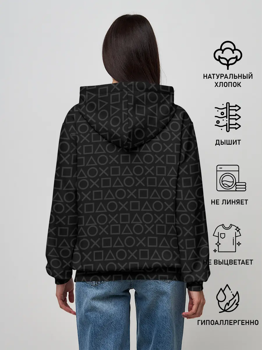 Женское худи / ПАТТЕРН КРУГ КВАДРАТ ТРЕУГОЛЬНИК | PATTERN