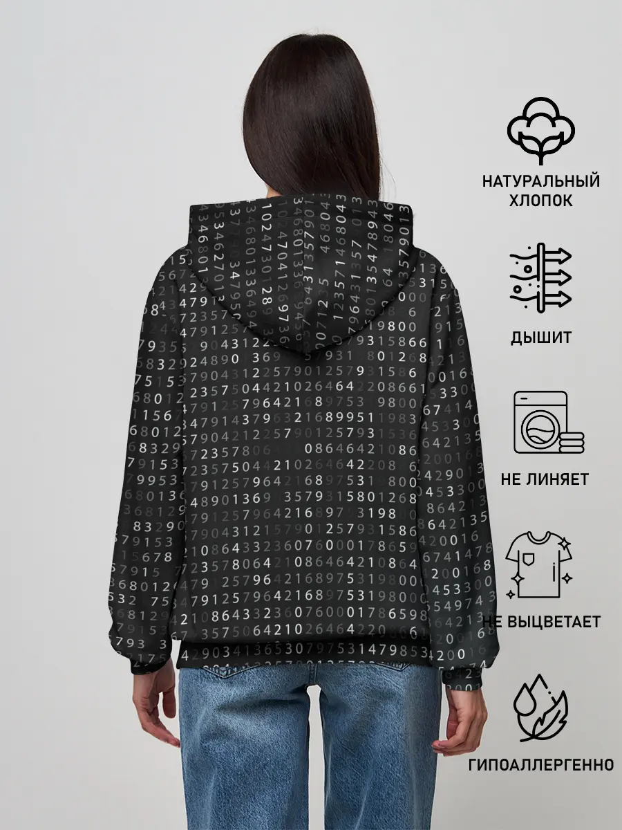 Женское худи / ИГРА В КАЛЬМАРА, СТРАЖ КРУГ / БИНАРНЫЙ КОД