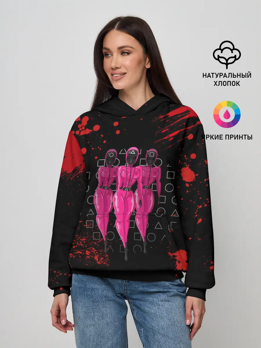 Женское худи / ГОРЯЧАЯ ОХРАНА | КРУГ ТРЕУГОЛЬНИК КВАДРАТ