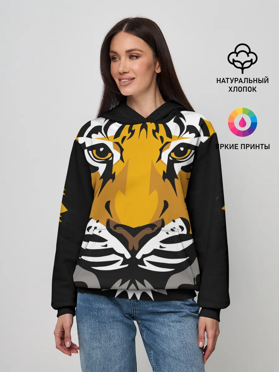 Женское худи / Суровый взгляд тигра