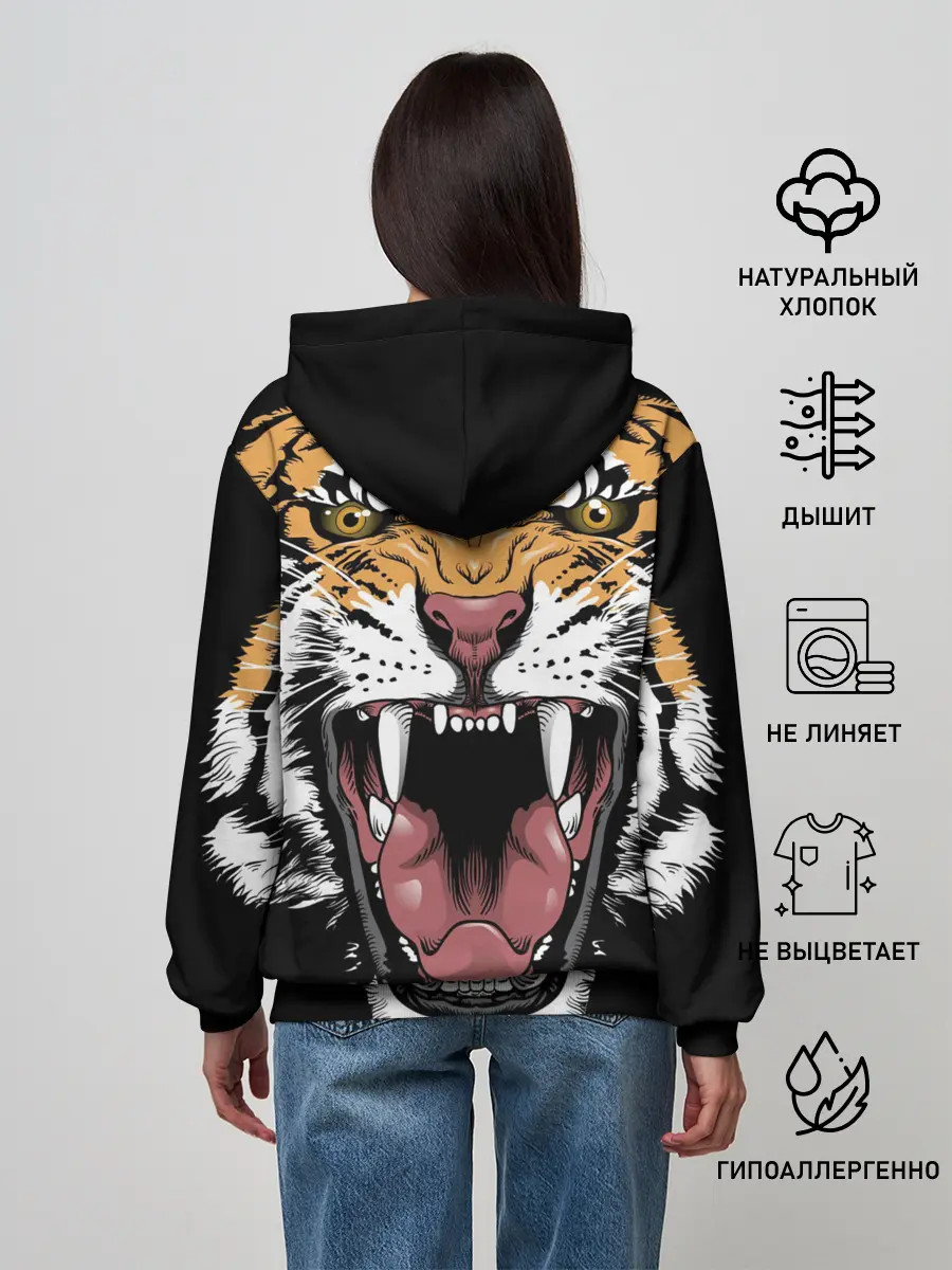 Женское худи / Оскал амурского тигра