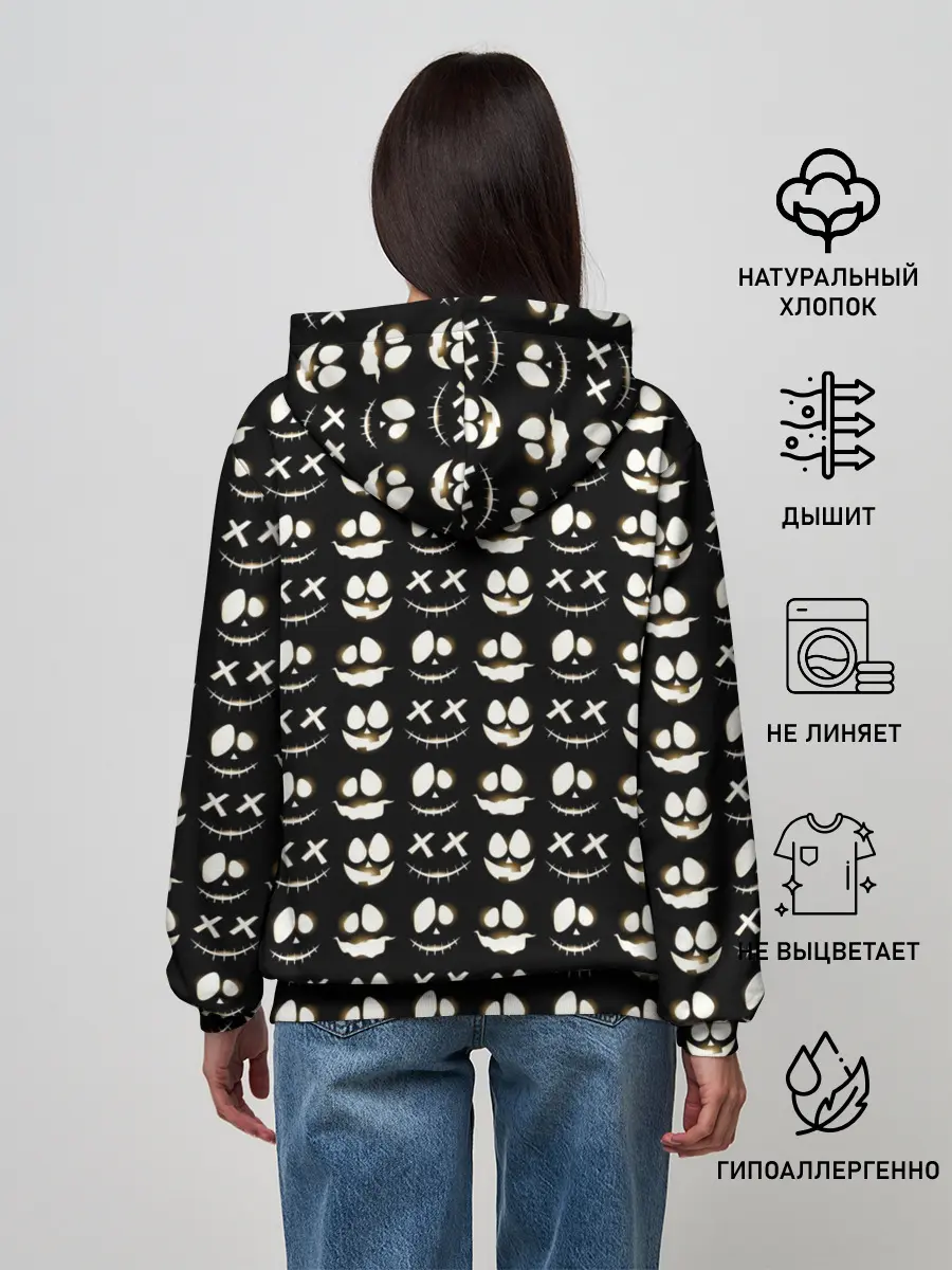 Женское худи / Прикольные смайлы Хэллоуин 2 / Halloween 2