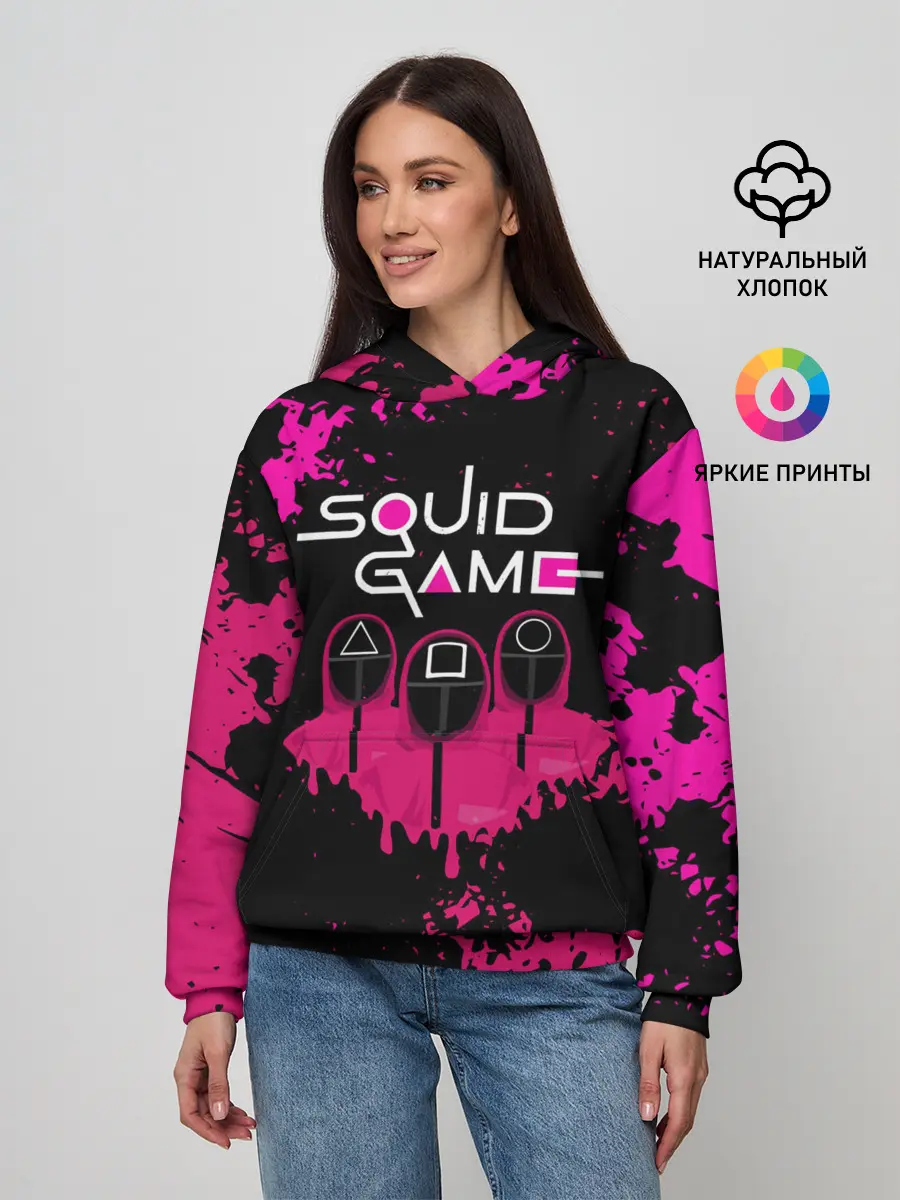 Женское худи / Squid Game брызги красок стража.