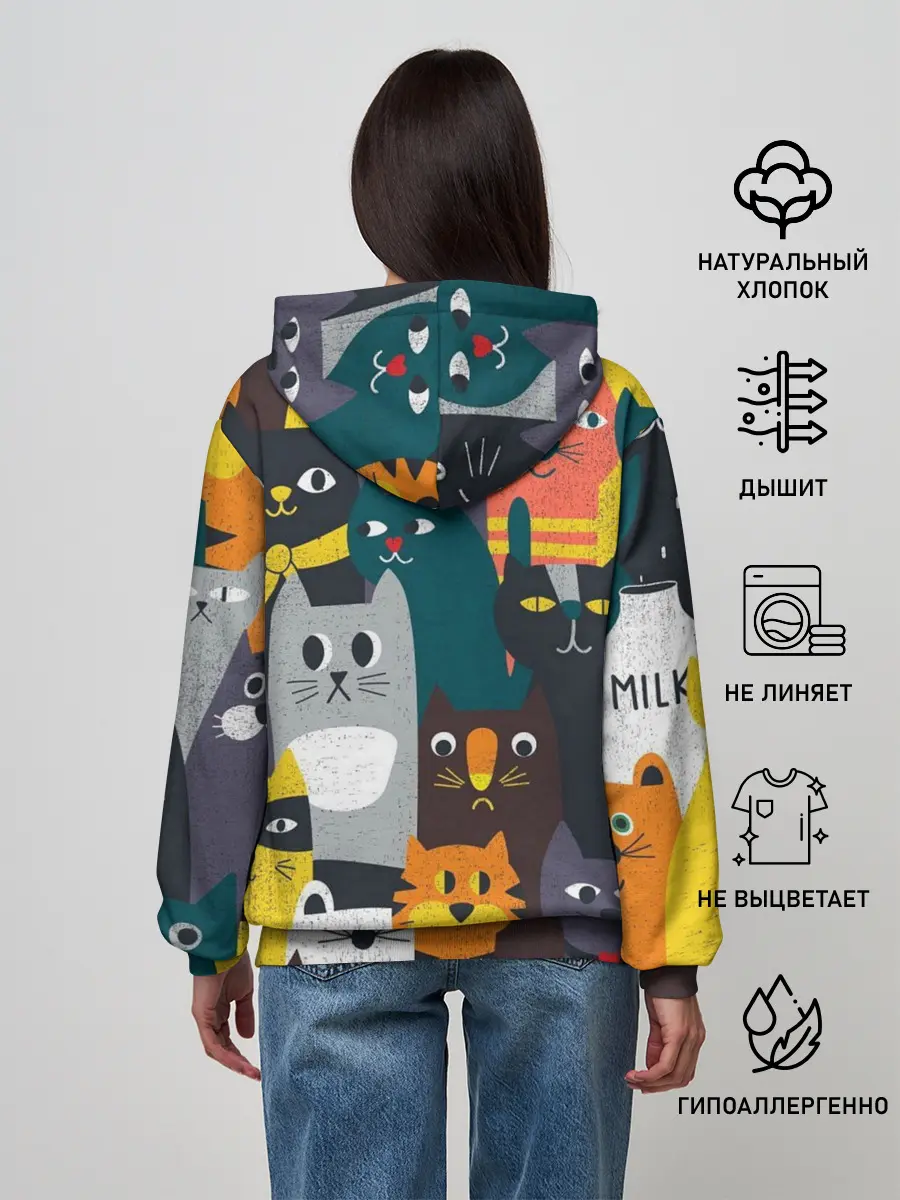 Женское худи / крутые коты