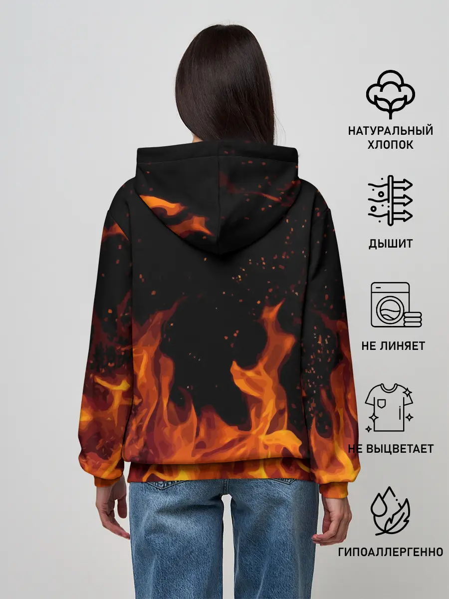 Женское худи / ROBLOX FIRE | РОБЛОКС ОГОНЬ | ПОЖАРНЫЙ