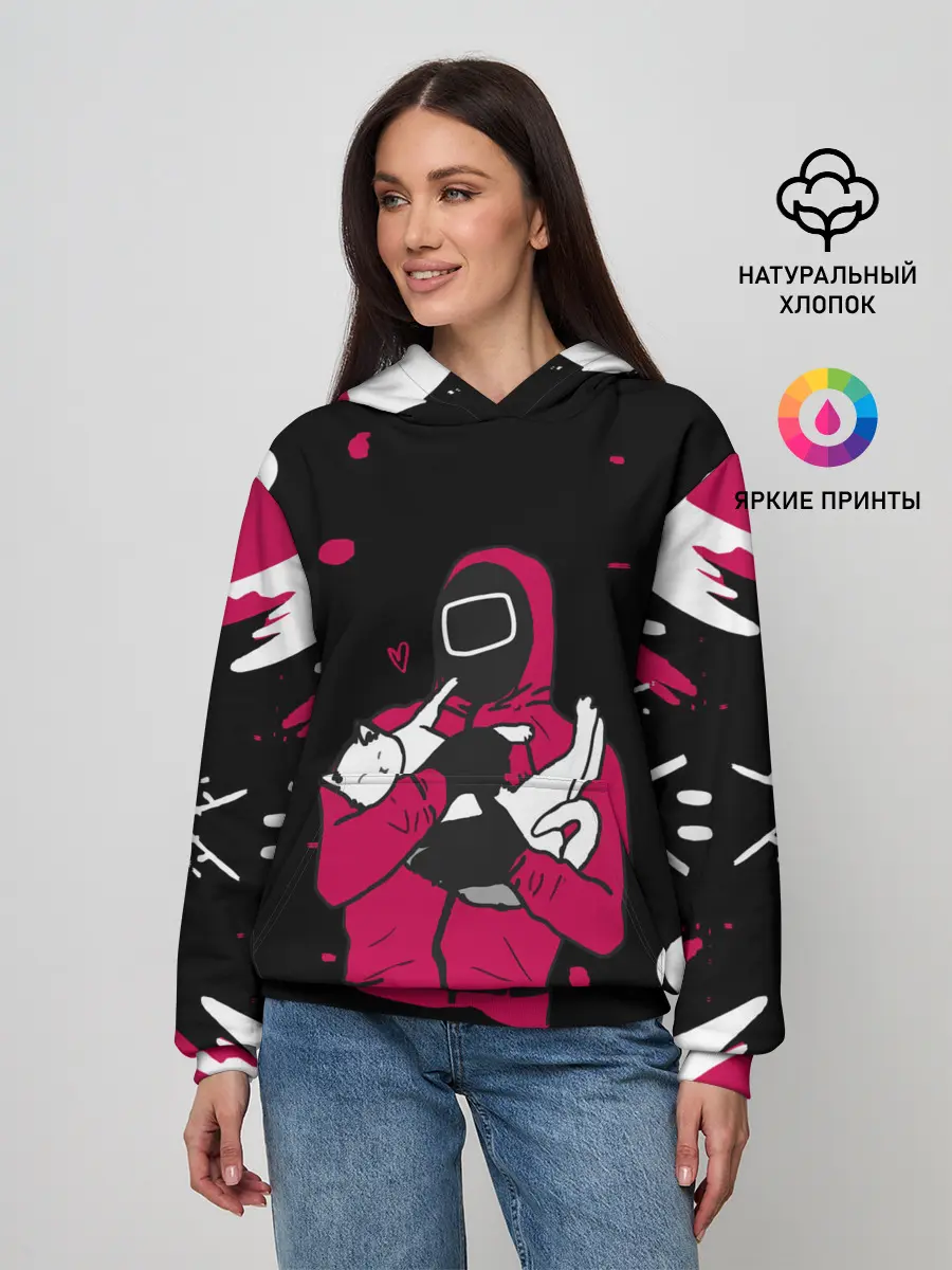 Женское худи / Игра в кальмара x Кот,