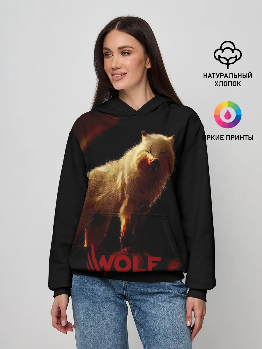 Женское худи / Красный волк.