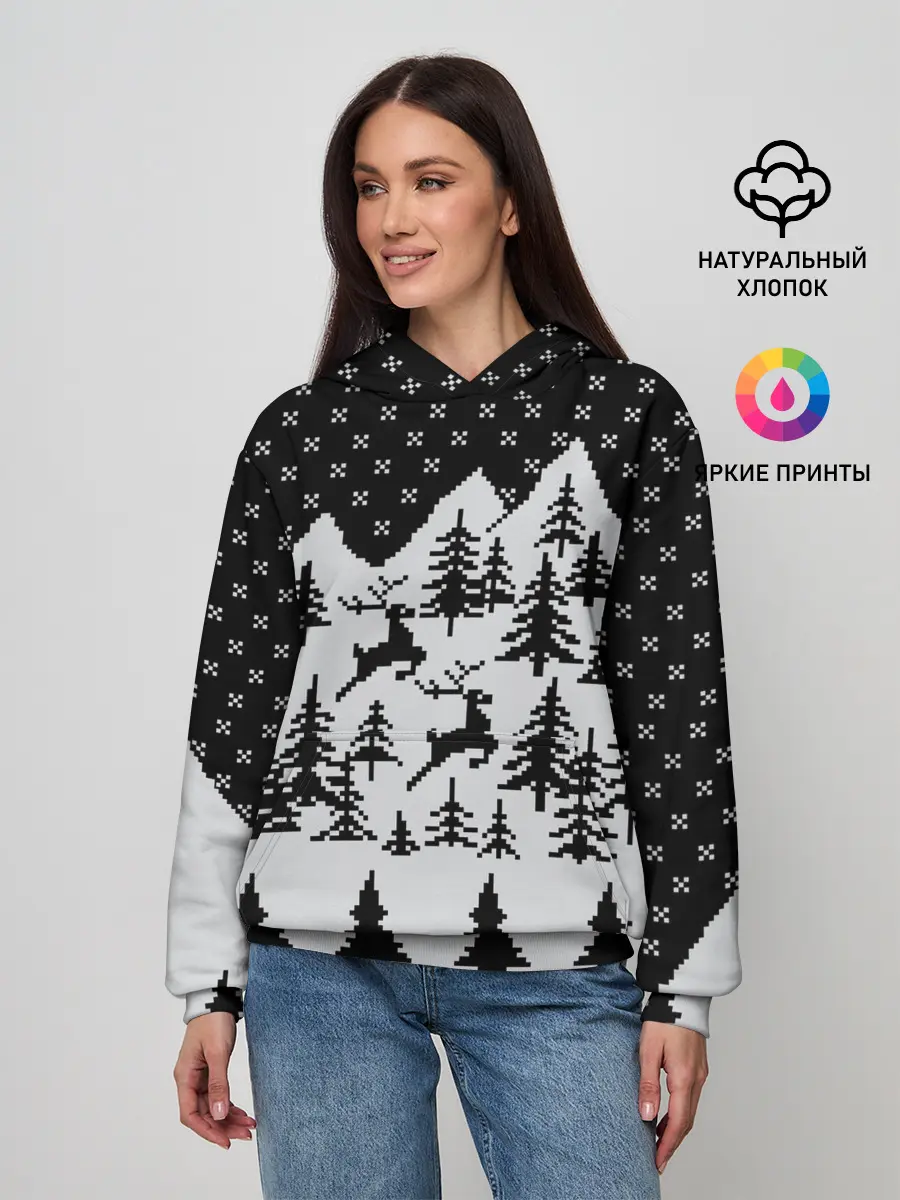 Женское худи / Северные Олени в Горах