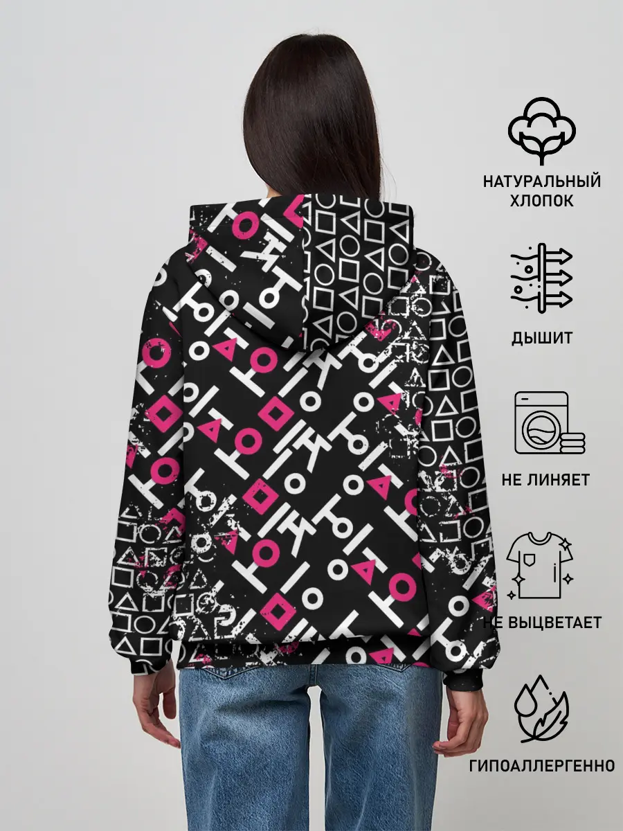 Женское худи / ИГРА В КАЛЬМАРА СТРАЖ КВАДРАТ | SQUID GAME