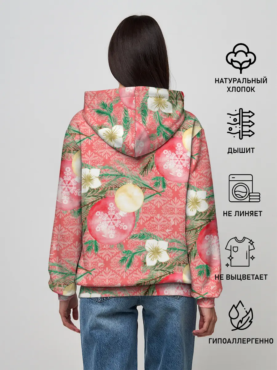 Женское худи / Новогодние красные шары