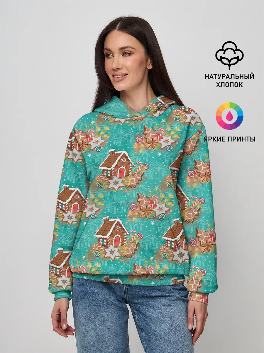 Женское худи / Рождественские пряники паттерн