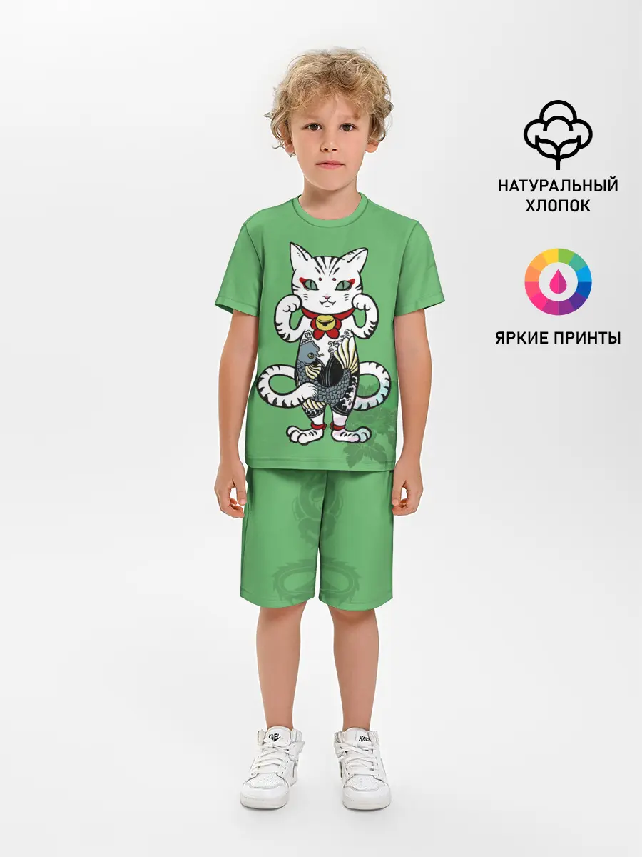 Детская пижама с шортами / ЯПОНСКИЙ КОТ | JAPANESE CAT