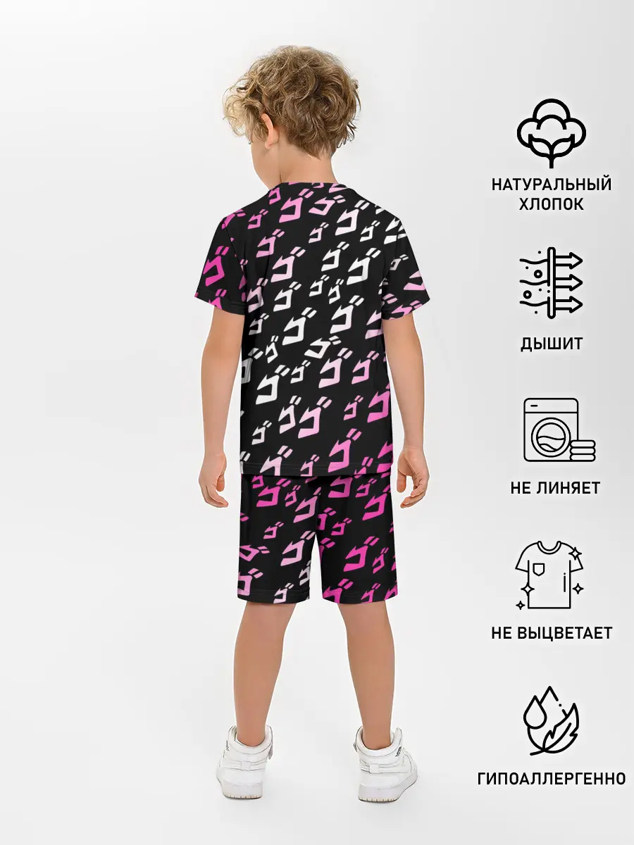 Детская пижама с шортами / Паттерн джоджо белорозовый