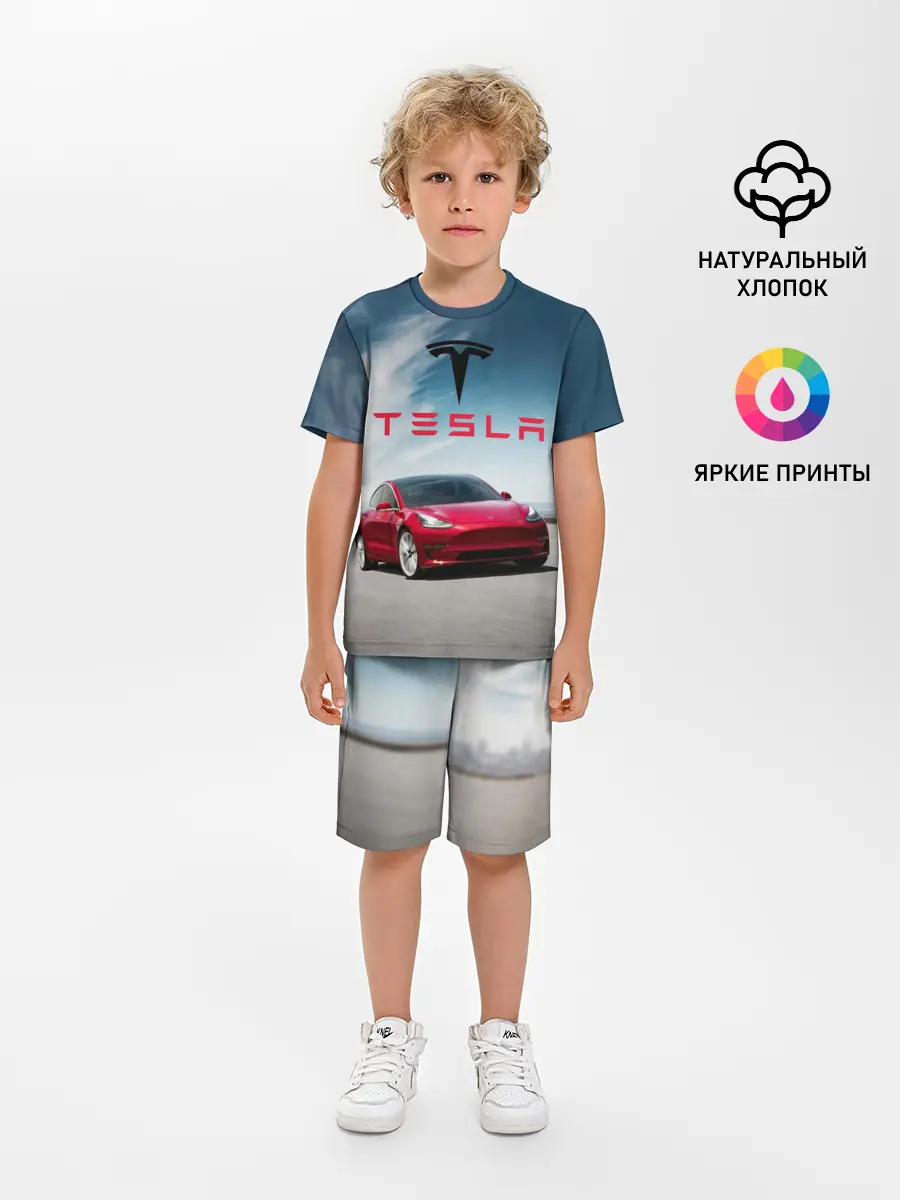 Детская пижама с шортами / Tesla Model 3