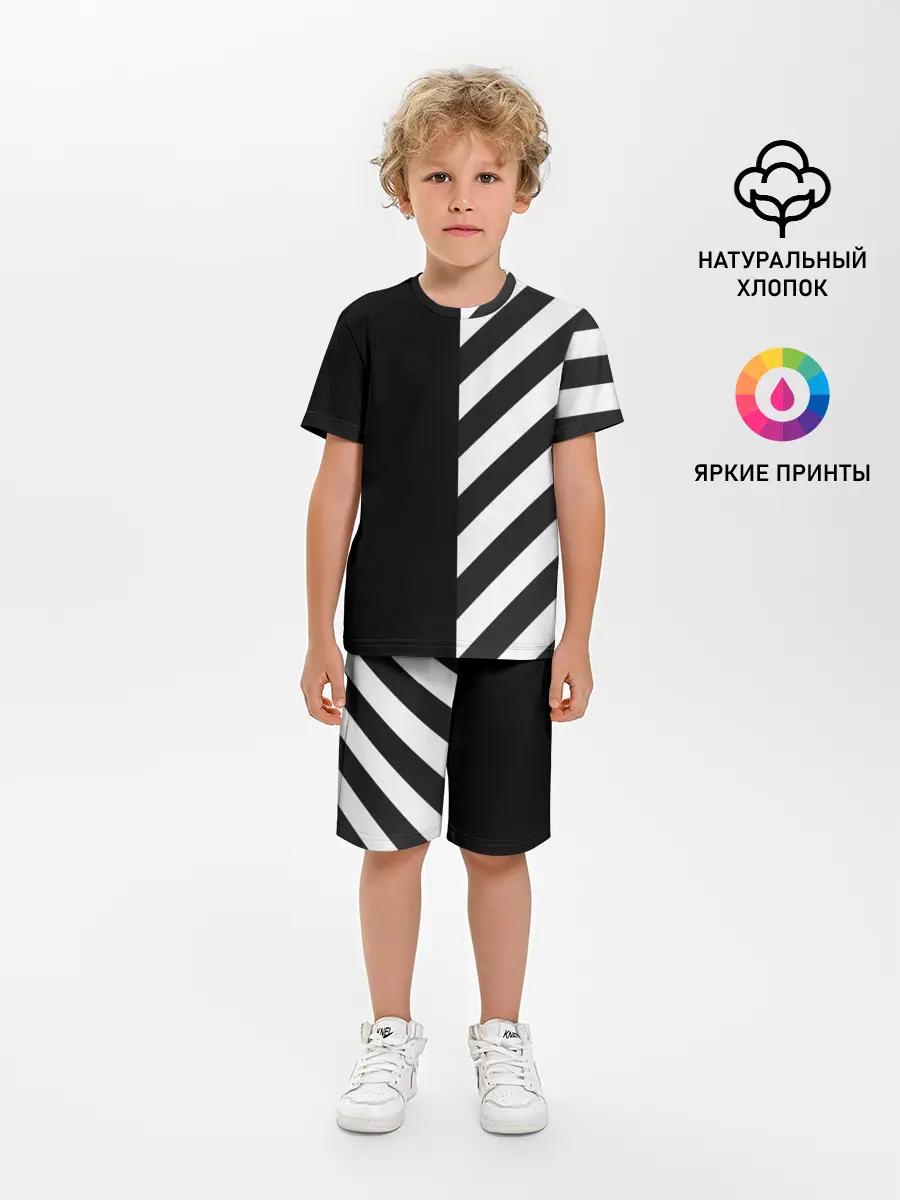 Детская пижама с шортами / Черно-Белые Полосы