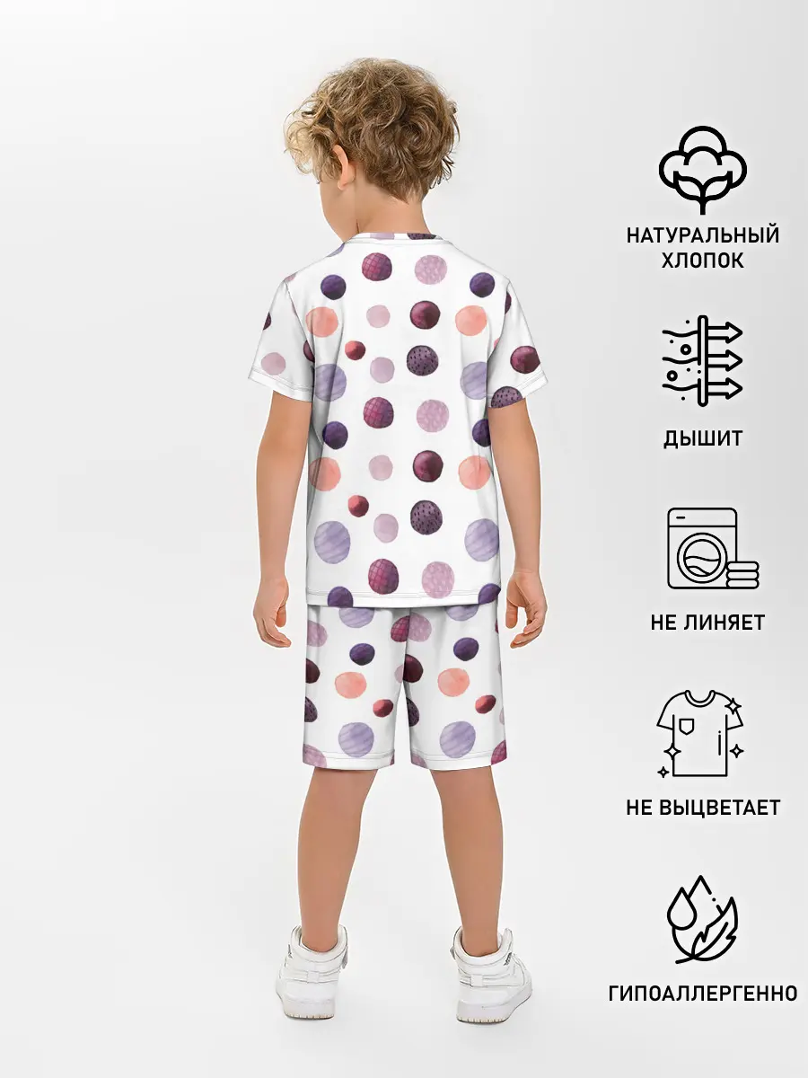 Детская пижама с шортами / Акварельные сиреневые круги