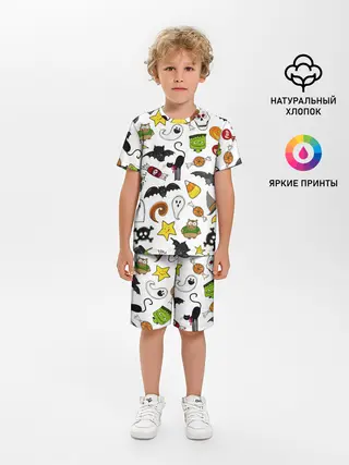 Детская пижама с шортами / Хэллоуин паттерн