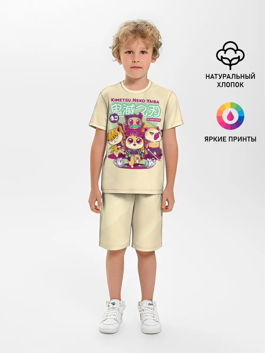 Детская пижама с шортами / Kimetsu Neko Yaiba