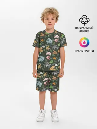 Детская пижама с шортами / Дикие Звери Паттерн