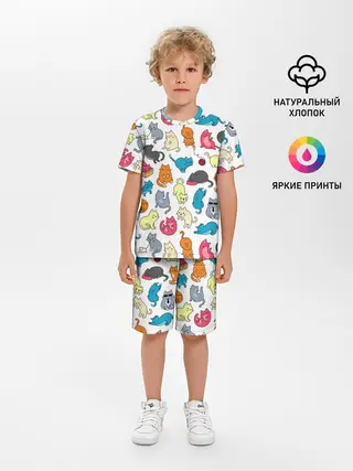 Детская пижама с шортами / Кошачья стая