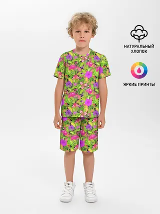 Детская пижама с шортами / Flamingo | Tropical