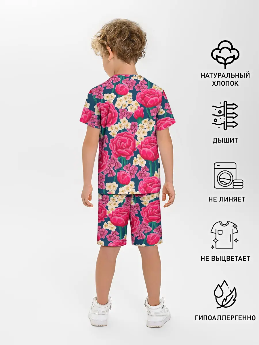 Детская пижама с шортами / Поле роз