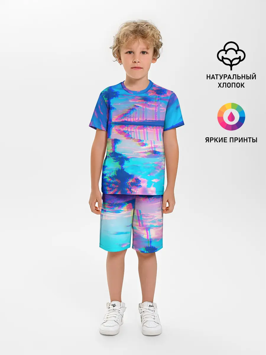 Детская пижама с шортами / ГАВАЙИ ГЛИТЧ