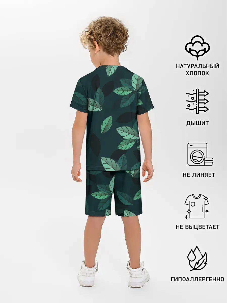 Детская пижама с шортами / Текстура Листья