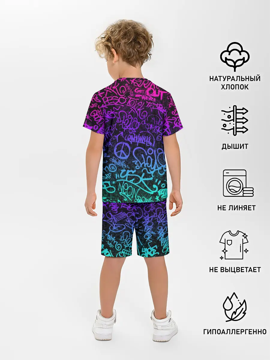 Детская пижама с шортами / Граффити Neon