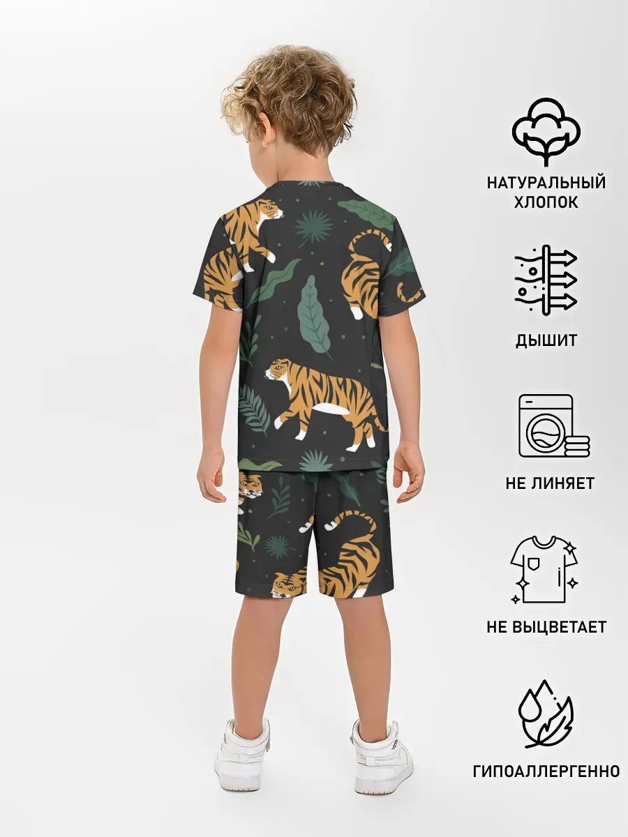 Детская пижама с шортами / Тропический тигр