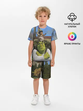 Детская пижама с шортами / Шрек, Кот и Осёл