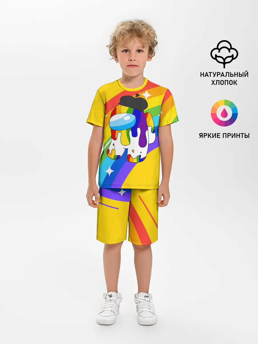Детская пижама с шортами / AMONG US - Радужный