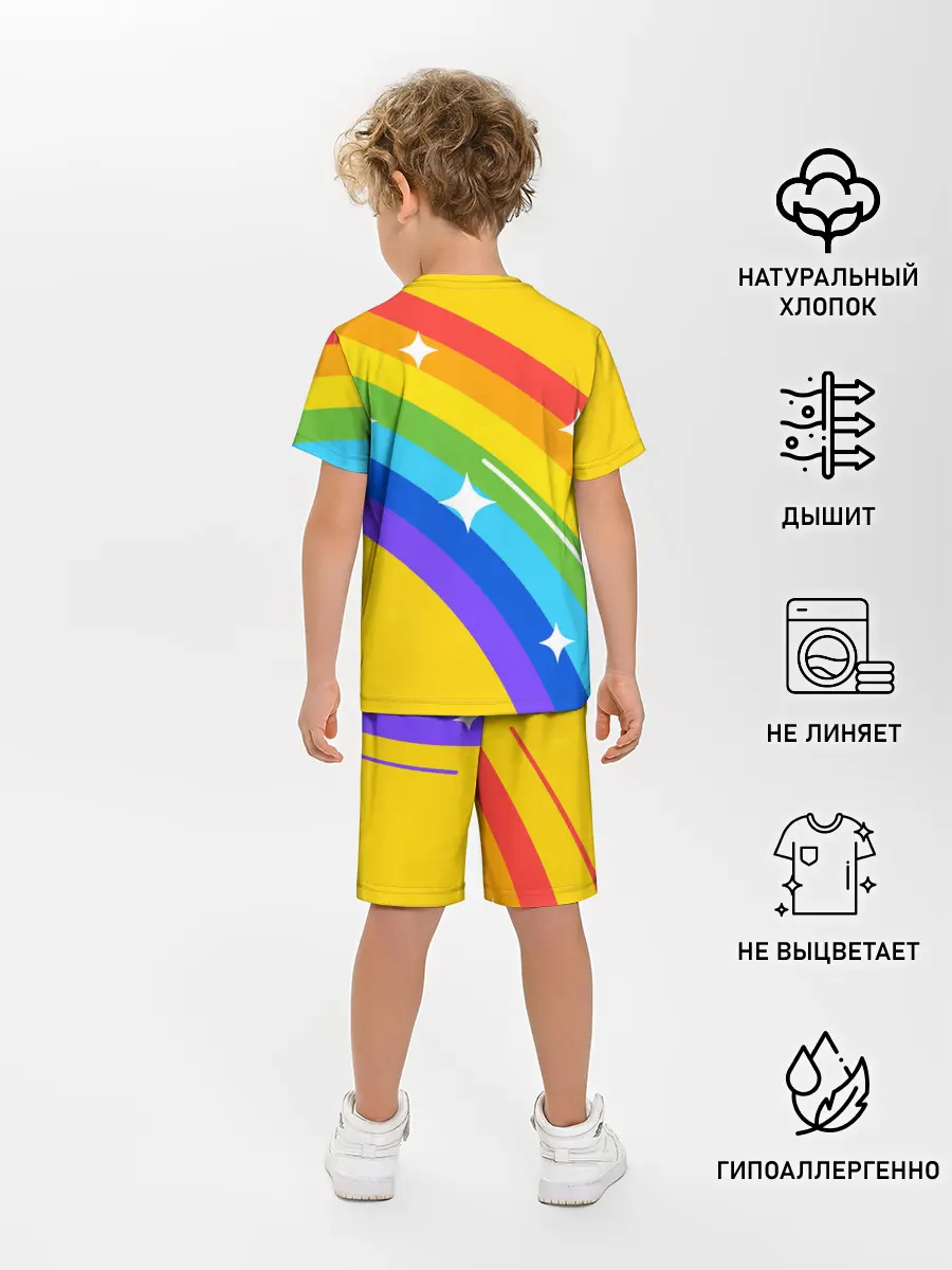 Детская пижама с шортами / AMONG US - Радужный