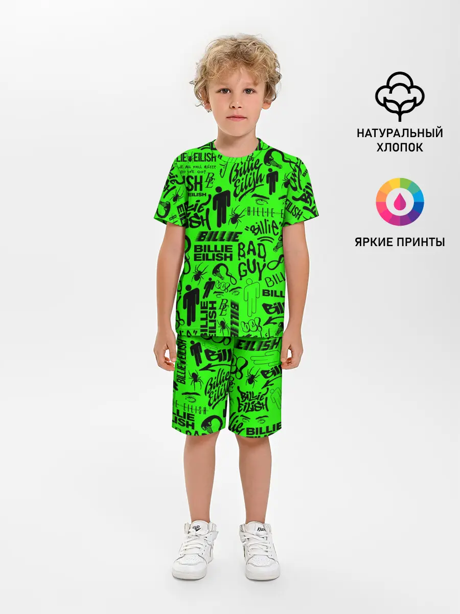 Детская пижама с шортами / BILLIE EILISH | БИЛЛИ АЙЛИШ LOGOBOMBING