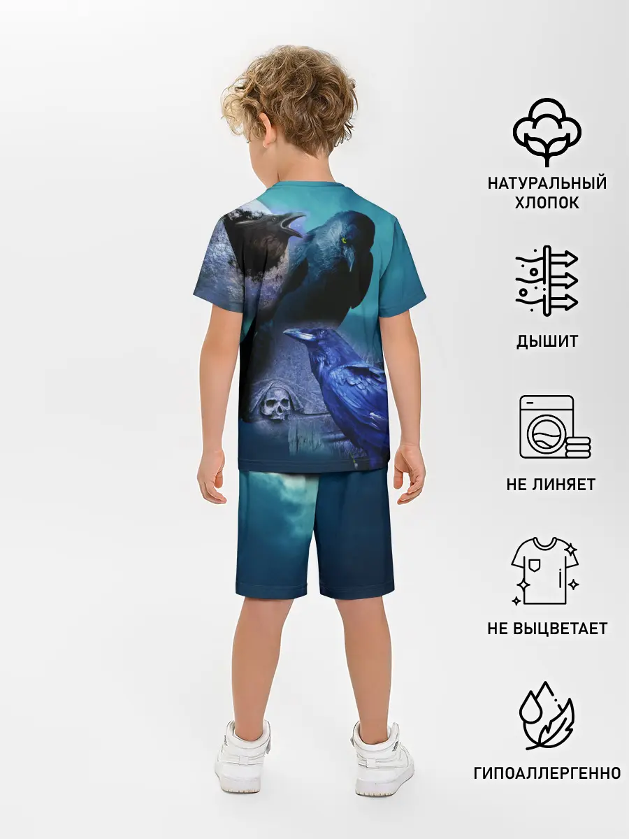 Детская пижама с шортами / Мистические вороны | Crows