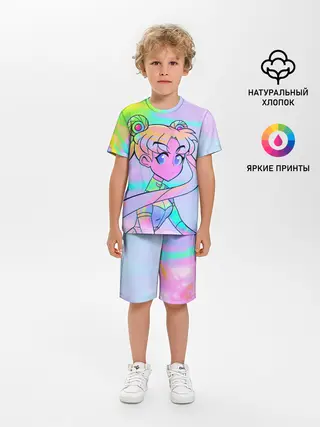 Детская пижама с шортами / ЦВЕТНАЯ МУН