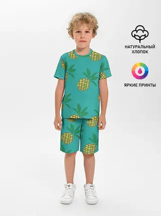 Детская пижама с шортами / Ананасы