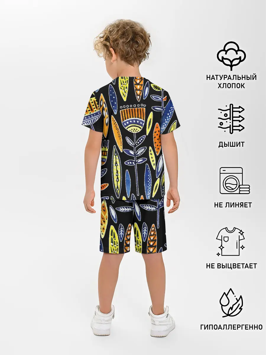 Детская пижама с шортами / цветы фараона
