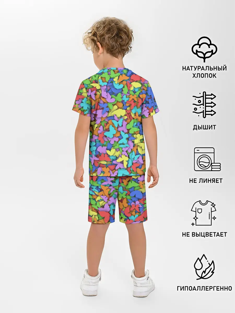 Детская пижама с шортами / Разноцветные бабочки