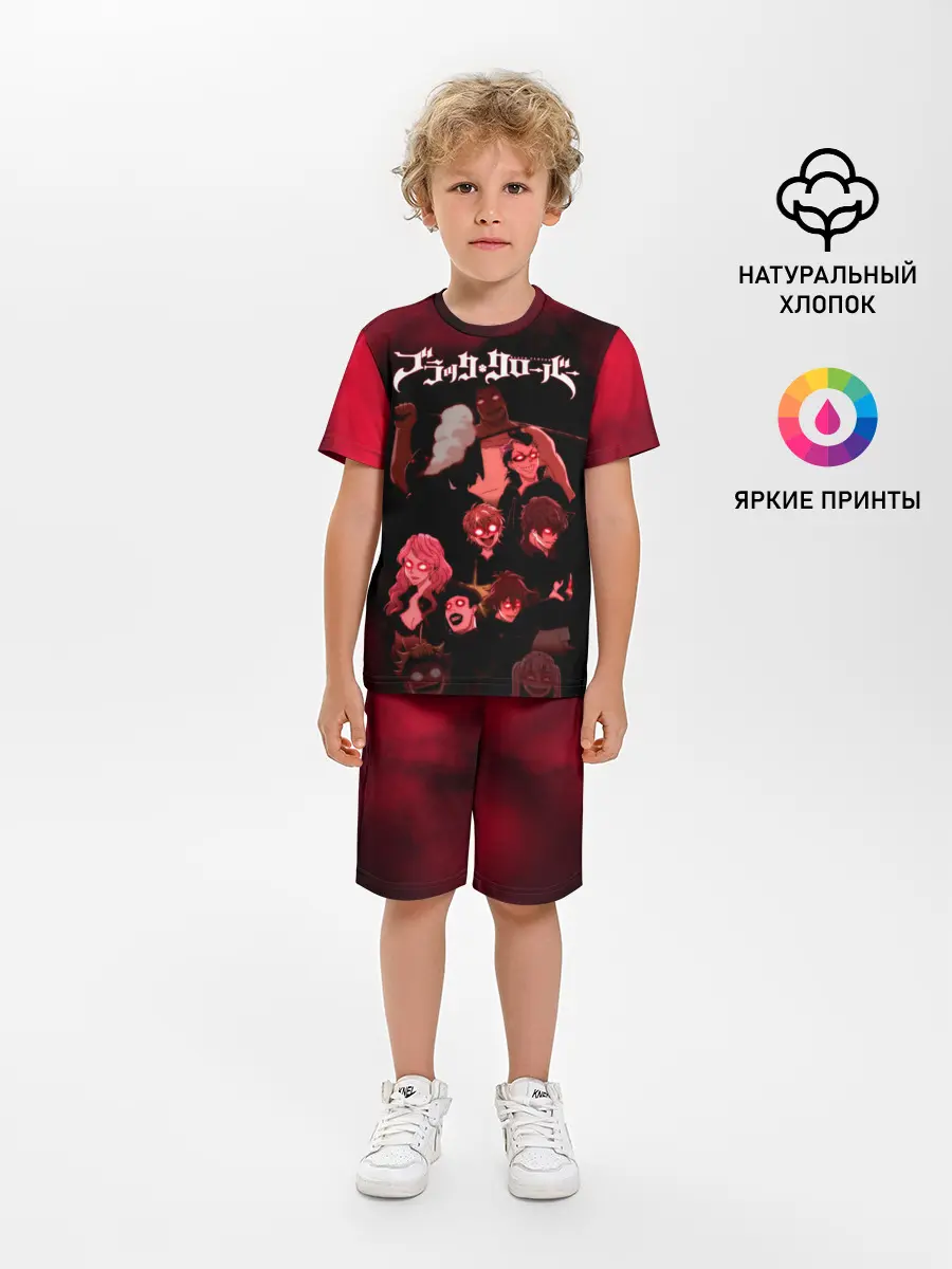 Детская пижама с шортами / Черные быки демонические глаза