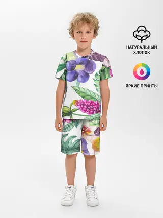 Детская пижама с шортами / Цветы