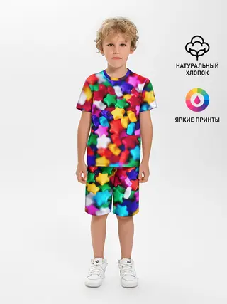Детская пижама с шортами / Разноцветные звездочки звезды