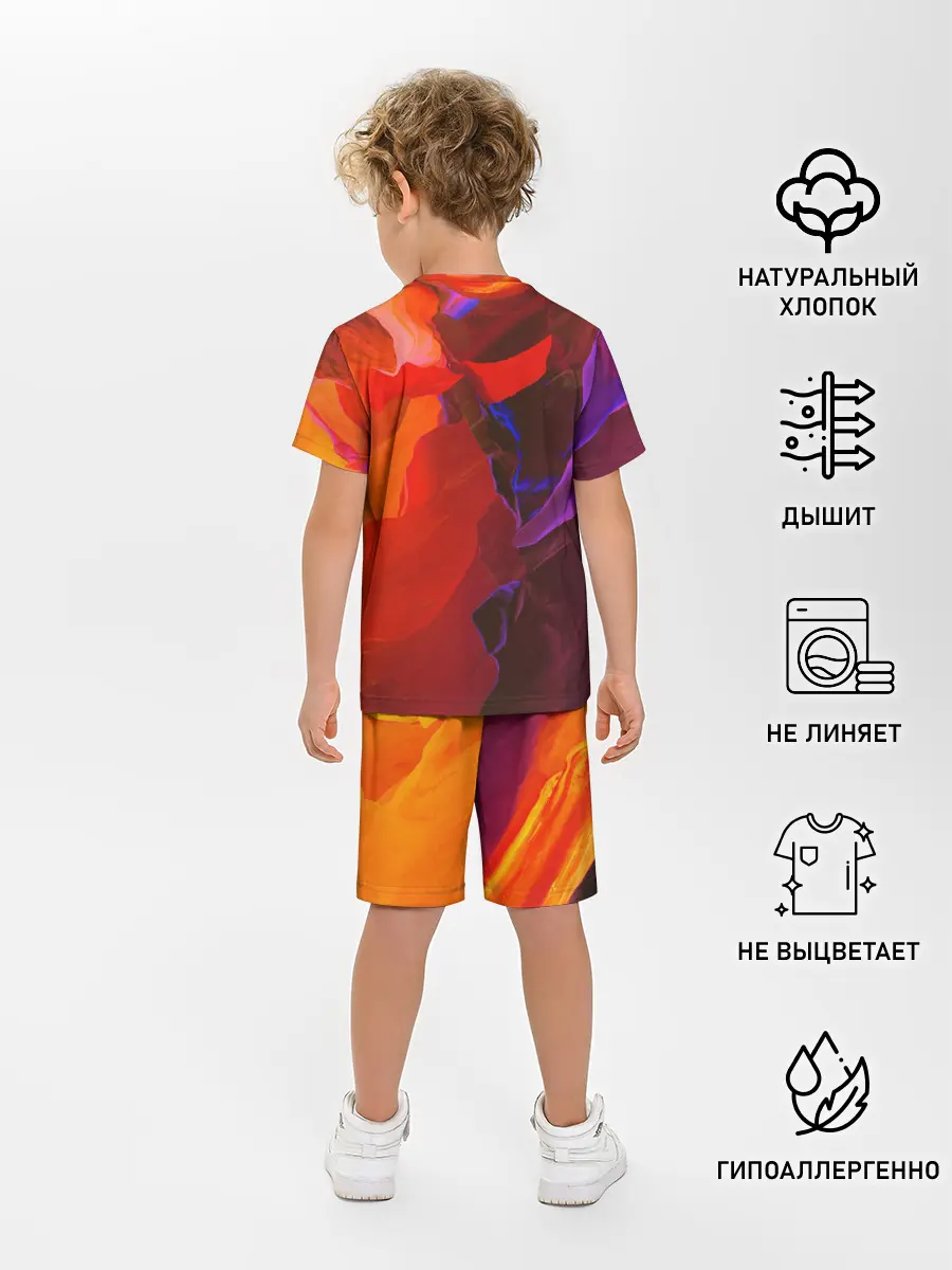 Детская пижама с шортами / Горная абстракция