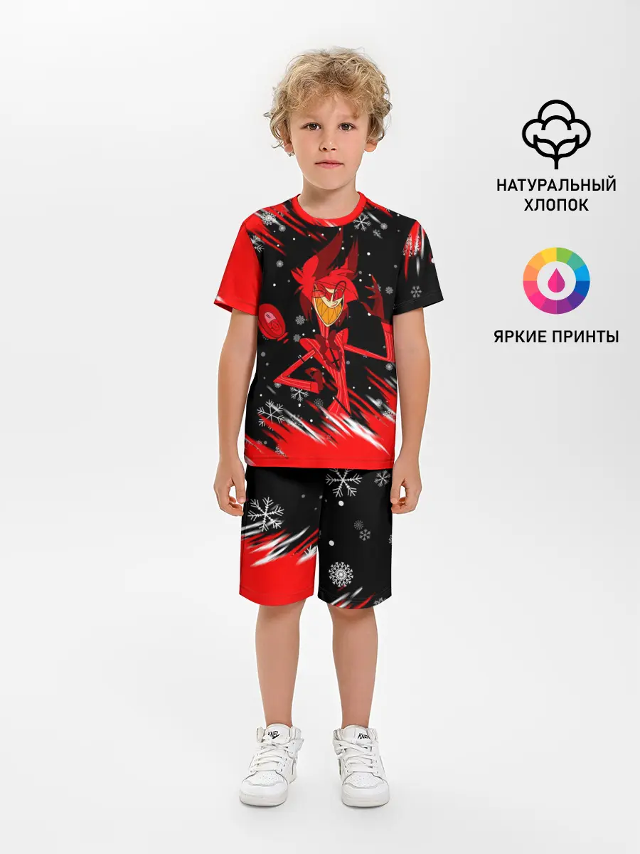 Детская пижама с шортами / HAZBIN HOTEL НОВОГОДНИЙ.